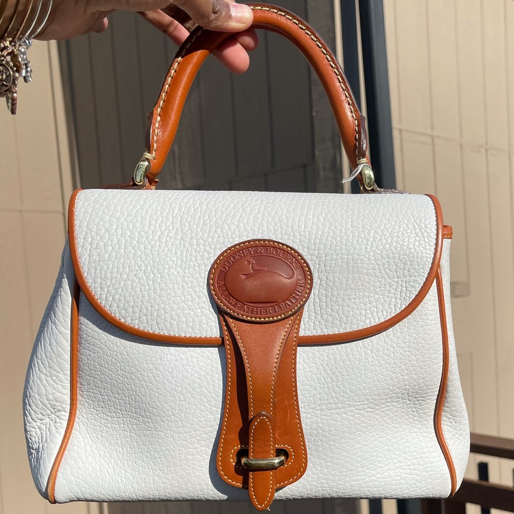 RARE Mid 80s Vintage Leather Dooney & Bourke Duck Satchel Bag Purse in White